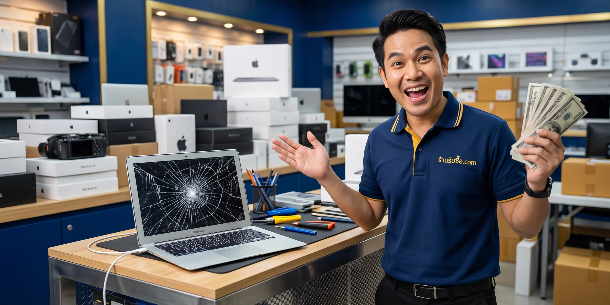 ภาพประกอบบทความ macbook air จอแตก